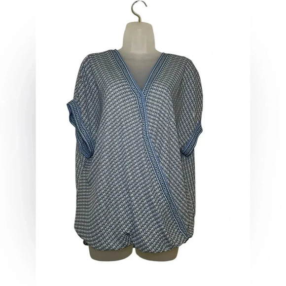 Max Studio Blue Plus Cap Sleeve Blouse Size 1X - Picture 1 of 4